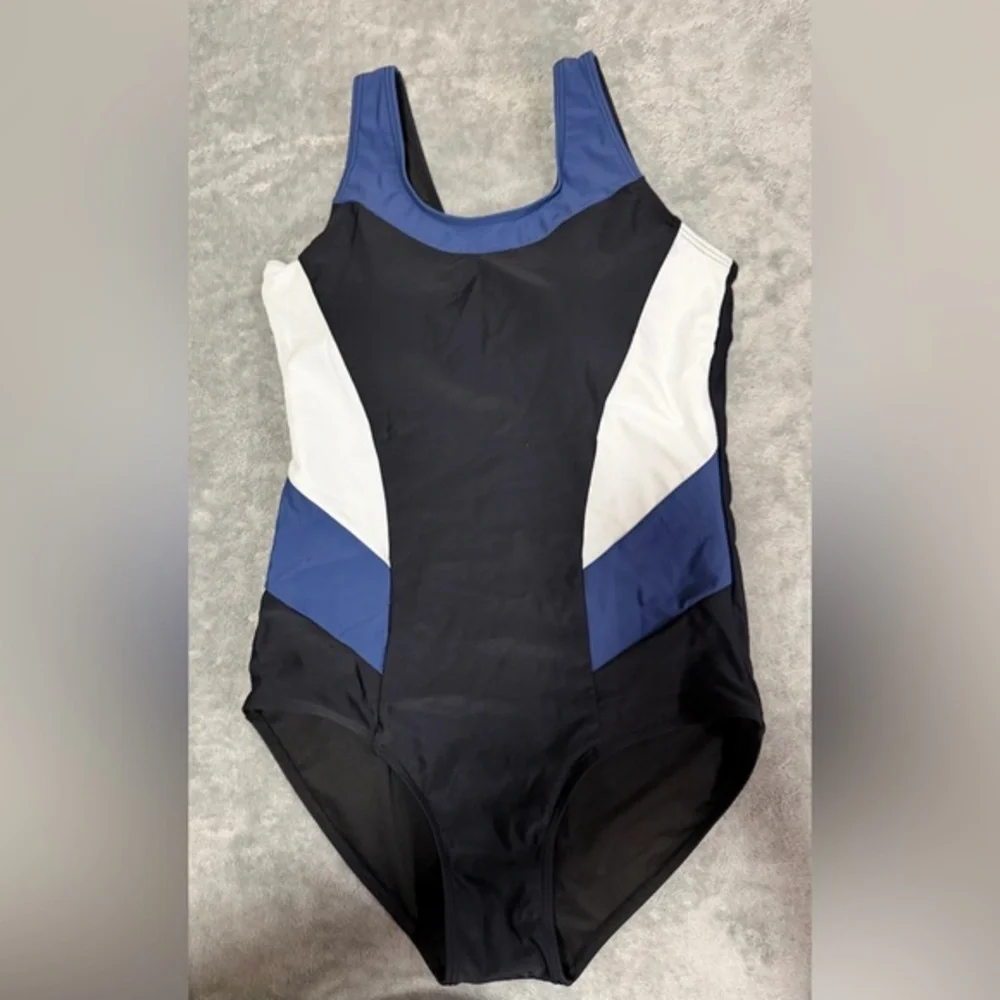 Black and Blue Colorblock Swimsuit